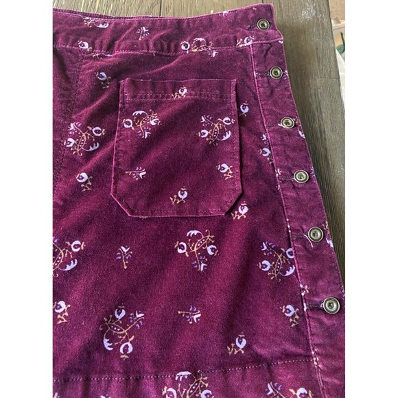 Free People Velvet Mini Skirt Maroon Floral Size 8 - Picture 2 of 7